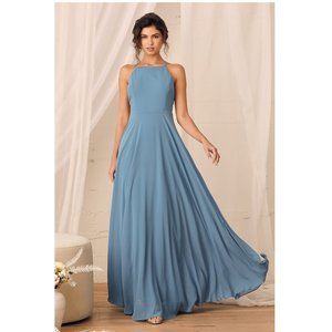 Lulu's Mythical Kind of Love Slate Blue Maxi Dress Size M